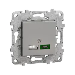 Schneider Electric NU501330, Unica, Alüminyum, USB Priz, 3 Amper, 45W, Type A+C, İkili, 2 Modül, Montaj Plakalı