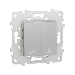 Schneider Electric NU521730, Unica, Alüminyum, Otel Odası İç Ünite DND/MUR Anahtarı, 2 Modül, Montaj Plakalı