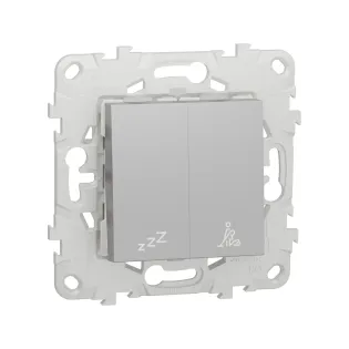 Schneider Electric NU521730, Unica, Alüminyum, Otel Odası İç Ünite DND/MUR Anahtarı, 2 Modül, Montaj Plakalı