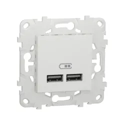 Schneider Electric NU541818, Unica, Beyaz, USB Priz, 2.1 Amper, 10.5W, Type A+A, İkili, 2 Modül, Montaj Plakalı