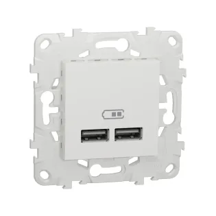 Schneider Electric NU541818, Unica, Beyaz, USB Priz, 2.1 Amper, 10.5W, Type A+A, İkili, 2 Modül, Montaj Plakalı
