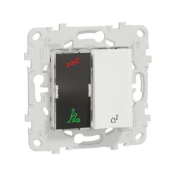 Schneider Electric NU577718, Unica, Beyaz, DND/MUR ve Zil İşaretli Otel Dış Kapı Anahtarı, 2 Modül, Montaj Plakalı