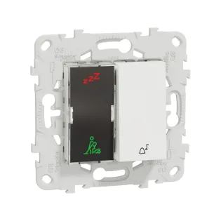 Schneider Electric NU577718, Unica, Beyaz, DND/MUR ve Zil İşaretli Otel Dış Kapı Anahtarı, 2 Modül, Montaj Plakalı