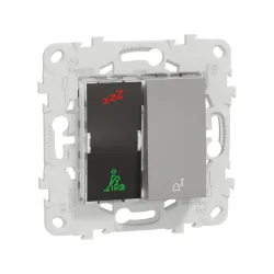 Schneider Electric NU577730, Unica, Alüminyum, DND/MUR ve Zil İşaretli Otel Dış Kapı Anahtarı, 2 Modül, Montaj Plakalı