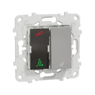 Schneider Electric NU577730, Unica, Alüminyum, DND/MUR ve Zil İşaretli Otel Dış Kapı Anahtarı, 2 Modül, Montaj Plakalı