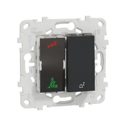 Schneider Electric NU577754, Unica, Antrasit, DND/MUR ve Zil İşaretli Otel Dış Kapı Anahtarı, 2 Modül, Montaj Plakalı