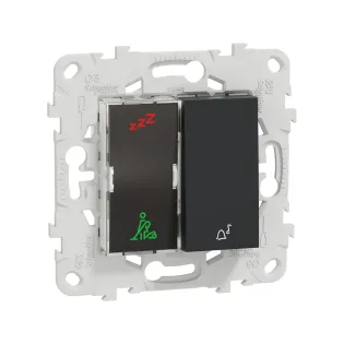 Schneider Electric NU577754, Unica, Antrasit, DND/MUR ve Zil İşaretli Otel Dış Kapı Anahtarı, 2 Modül, Montaj Plakalı