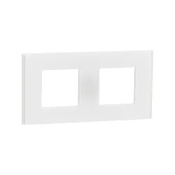 Schneider Electric NU600479, Unica Deco Materials, Şeffaf Beyaz Yüzeyli, İkili Çerçeve