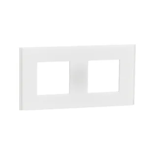 Schneider Electric NU600479, Unica Deco Materials, Şeffaf Beyaz Yüzeyli, İkili Çerçeve