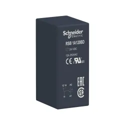 Schneider Electric RSB1A120BD, Harmony RSB, 12 Amper, 24 Volt DC, 1 K/A Kontaklı, 5 Pinli, Soketli Röle