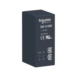 Schneider Electric RSB1A120BD, Harmony RSB, 12 Amper, 24 Volt DC, 1 K/A Kontaklı, 5 Pinli, Soketli Röle