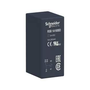 Schneider Electric RSB1A160BD, Harmony RSB, 16 Amper, 24 Volt DC, 1 K/A Kontaklı, 8 Pinli, Soketli Röle