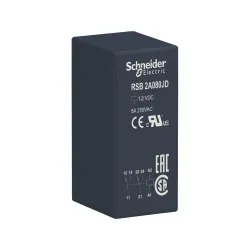 Schneider Electric RSB2A080JD, Harmony RSB, 8 Amper, 12 Volt DC, 2 K/A Kontaklı, 8 Pinli, Soketli Röle