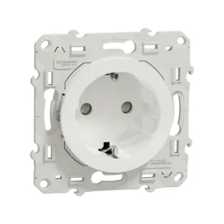 Schneider Electric S520057, Odace, Beyaz, Topraklı Priz, Çerçevesiz