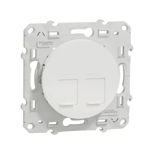 Schneider Electric S520410, Odace, Beyaz, Data İnternet Prizi, RJ45, Konnektörsüz, İkili, Çerçevesiz