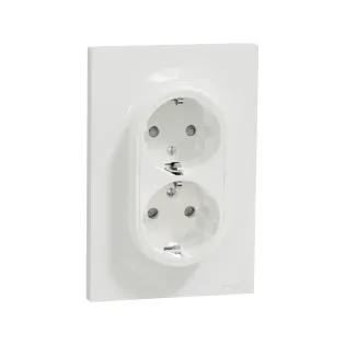 Schneider Electric S521087, Odace, Beyaz, Topraklı Priz, İkili, Çerçeveli