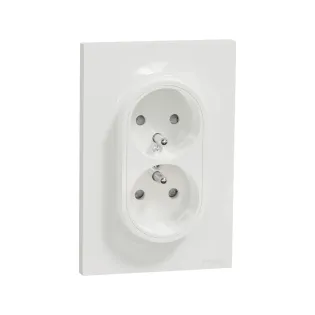 Schneider Electric S521089, Odace, Beyaz, UPS Priz, İkili, Çerçeveli