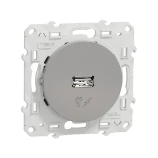 Schneider Electric S530408, Odace, Alüminyum, USB Prizi, 1 Amper, Type A, 5W, Çerçevesiz