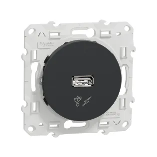 Schneider Electric S540408, Odace, Antrasit, USB Prizi, 1 Amper, Type A, 5W, Çerçevesiz