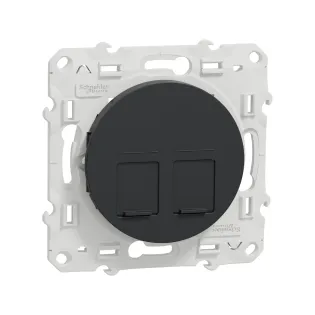 Schneider Electric S540410, Odace, Antrasit, Data İnternet Prizi, RJ45, Konnektörsüz, İkili, Çerçevesiz