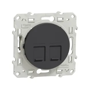 Schneider Electric S540486, Odace, Antrasit, Data İnternet Prizi, RJ45, CAT 6-STP, İkili, Çerçevesiz