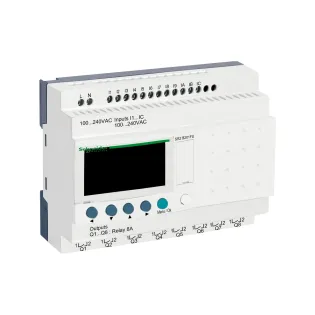 Schneider Electric SR2B201FU, Zelio Logic, Kompakt Akıllı Röle, 12 Dijital Giriş, 8 Röle Çıkış, 100-240 Volt AC