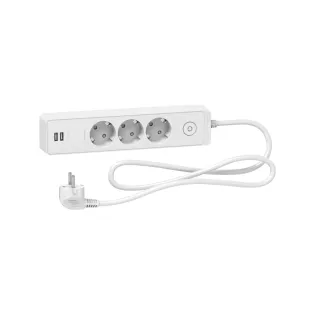 Schneider Electric ST943U1W, Unica, Üçlü Grup Priz, 1.5mt Kablolu, Anahtarlı, İkili USB Prizli, Beyaz