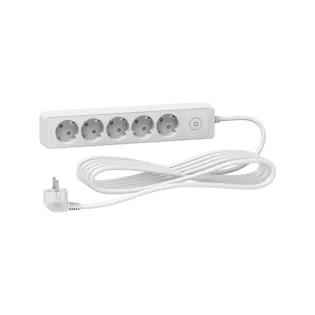 Schneider Electric ST9455W, Unica, Beşli Grup Priz, 5mt Kablolu, Anahtarlı, Beyaz