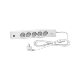 Schneider Electric ST945U3W, Unica, Beşli Grup Priz, 3mt Kablolu, Anahtarlı, İkili USB Prizli, Beyaz