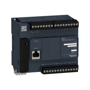 Schneider Electric TM221C24R, Modicon M221, Kompakt Tip Programlanabilir Lojik Kontrolör(PLC), 14 Dijital Giriş, 10 Röle Çıkış, 2 Analog Çıkış, 100-240 Volt AC