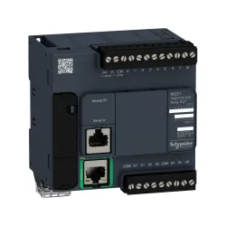 Schneider Electric TM221CE16R, Modicon M221, Kompakt Tip Programlanabilir Lojik Kontrolör(PLC), 9 Dijital Giriş, 7 Röle Çıkış, 2 Analog Çıkış, 100-240 Volt AC, Ethernetli