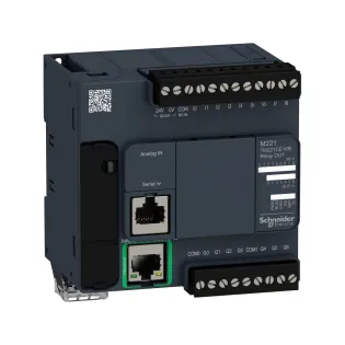 Schneider Electric TM221CE16R, Modicon M221, Kompakt Tip Programlanabilir Lojik Kontrolör(PLC), 9 Dijital Giriş, 7 Röle Çıkış, 2 Analog Çıkış, 100-240 Volt AC, Ethernetli