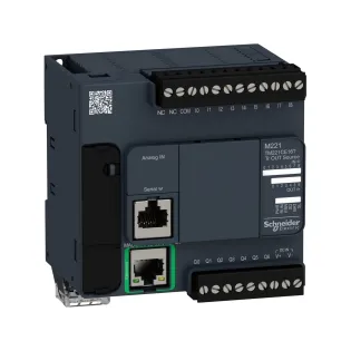 Schneider Electric TM221CE16T, Modicon M221, Kompakt Tip Programlanabilir Lojik Kontrolör(PLC), 9 Dijital Giriş, 7 Transistör Çıkış, 2 Analog Çıkış, 24 Volt DC, Ethernetli