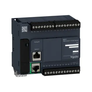 Schneider Electric TM221CE24T, Modicon M221, Kompakt Tip Programlanabilir Lojik Kontrolör(PLC), 14 Dijital Giriş, 10 Transistör Çıkış, 2 Analog Çıkış, 24 Volt DC, Ethernetli