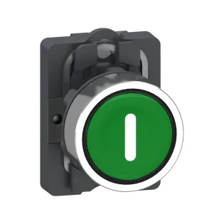 Schneider Electric XA2AA3311, Harmony Stil 2, Yeşil, I İşaretli Yaylı Buton, 1NA, 22mm