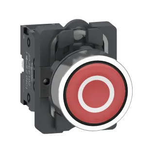 Schneider Electric XA2AA4322, Harmony Stil 2, Kırmızı, O İşaretli Yaylı Buton, 1NK, 22mm