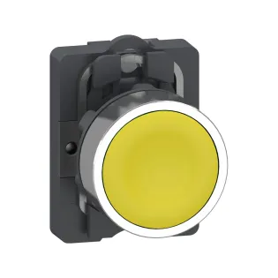 Schneider Electric XA2AA51, Harmony Stil 2, Sarı, Yaylı Buton, 1NA, 22mm
