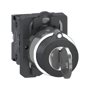 Schneider Electric XA2AG33, Harmony Stil 2, Siyah, Kilitli Mandal Buton, 1-0-2 Konumlu, Anahtarı Orta Konumda Çıkarılabilir, 2NA, 22mm