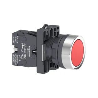 Schneider Electric XA2EA42, Harmony Stil 2, Kırmızı, Yaylı Buton, 1NK, 22mm