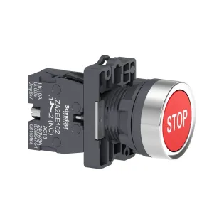 Schneider Electric XA2EA4342, Harmony Stil 2, Kırmızı, Stop Yazılı Yaylı Buton, 1NK, 22mm