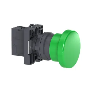 Schneider Electric XA2EC31, Harmony Stil 2, Yeşil, 40mm Mantar Kafalı Yaylı Buton, 1NA, 22mm