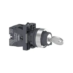 Schneider Electric XA2EG03, Harmony Stil 2, Siyah, Kilitli Mandal Buton, 1-0-2 Konumlu, 2NA, 22mm
