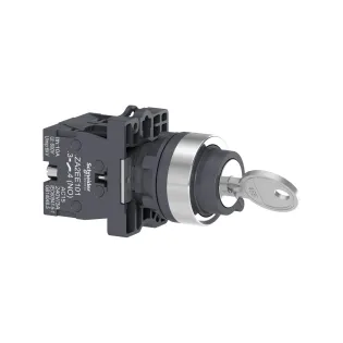 Schneider Electric XA2EG03, Harmony Stil 2, Siyah, Kilitli Mandal Buton, 1-0-2 Konumlu, 2NA, 22mm