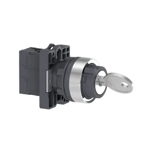 Schneider Electric XA2EG21, Harmony Stil 2, Siyah, Kilitli Mandal Buton, 0-1 Konumlu, 1NA, 22mm
