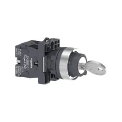Schneider Electric XA2EG33, Harmony Stil 2, Siyah, Kilitli Mandal Buton, 1-0-2 Konumlu, 2NA, 22mm