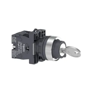 Schneider Electric XA2EG33, Harmony Stil 2, Siyah, Kilitli Mandal Buton, 1-0-2 Konumlu, 2NA, 22mm
