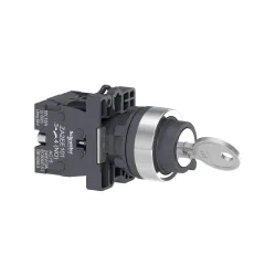 Schneider Electric XA2EG43, Harmony Stil 2, Siyah, Kilitli Mandal Buton, 0-1 Konumlu, 2NA, 22mm