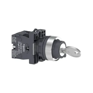 Schneider Electric XA2EG43, Harmony Stil 2, Siyah, Kilitli Mandal Buton, 0-1 Konumlu, 2NA, 22mm