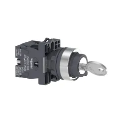 Schneider Electric XA2EG73, Harmony Stil 2, Siyah, Geri Dönüşlü Kilitli Mandal Buton, 1-0-2 Konumlu, 2NA, 22mm