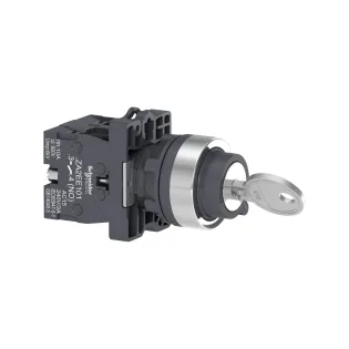 Schneider Electric XA2EG73, Harmony Stil 2, Siyah, Geri Dönüşlü Kilitli Mandal Buton, 1-0-2 Konumlu, 2NA, 22mm